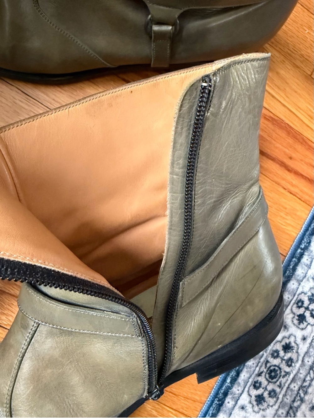 Maison Margiela Light Olive Calf Skin Vibram Sole Men’s Ankle Boots Size EU 45 - Picture 11 of 16